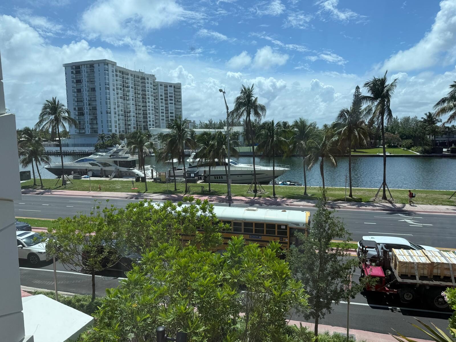 View of the marina and condo towers across Indian Creek
